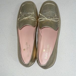 Gold Kate Spade “Sarah” loafers. Size 5. NWOT